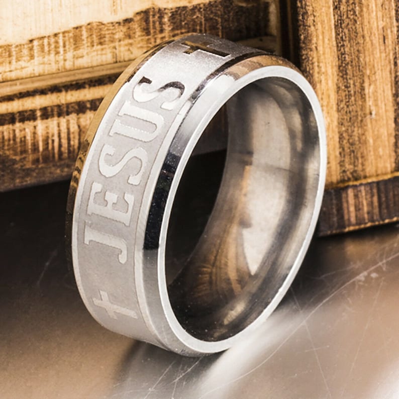 Silver JESUS Wedding Band