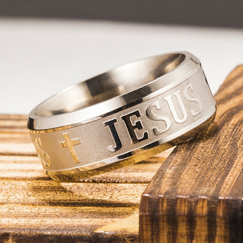 Silver JESUS Wedding Band