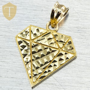 10K Yellow Gold Modern Unisex Diamond Shaped Pendant - 1.3g