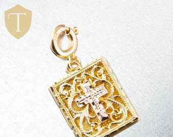 14K Gold Two Toned Opening Bible Charm - 2.5g