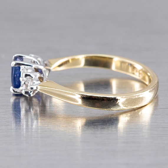 14K Two Toned Gold Sapphire & Diamond Ladies Vint… - image 3