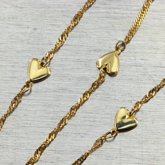 14K Yellow Gold Modern Ladies 10" Rope Heart Ankl… - image 9