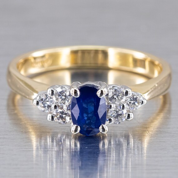 14K Two Toned Gold Sapphire & Diamond Ladies Vint… - image 7