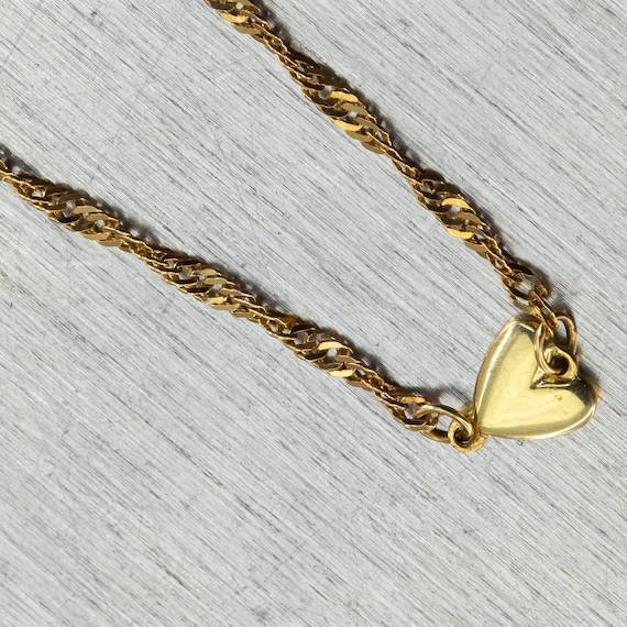 14K Yellow Gold Modern Ladies 10" Rope Heart Ankl… - image 3
