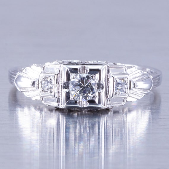 18K White Gold Diamond Past Present & Future Ladi… - image 7