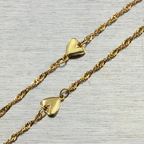 14K Yellow Gold Modern Ladies 10" Rope Heart Ankl… - image 2