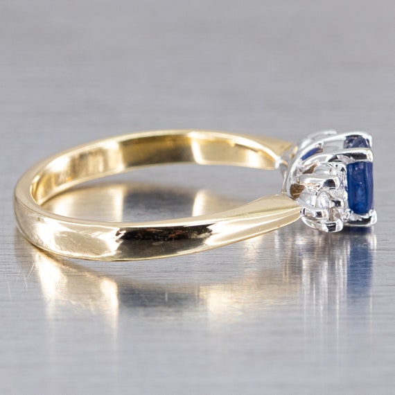 14K Two Toned Gold Sapphire & Diamond Ladies Vint… - image 5