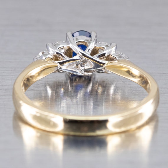 14K Two Toned Gold Sapphire & Diamond Ladies Vint… - image 4