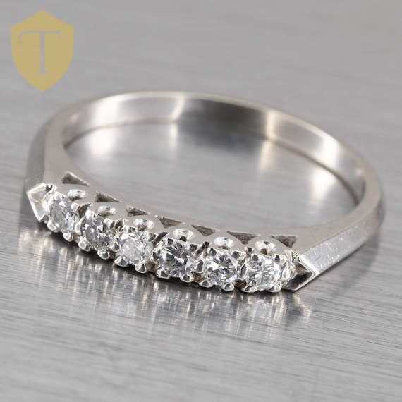 14K White Gold Multi Diamond Ladies Vintage Weddi… - image 1