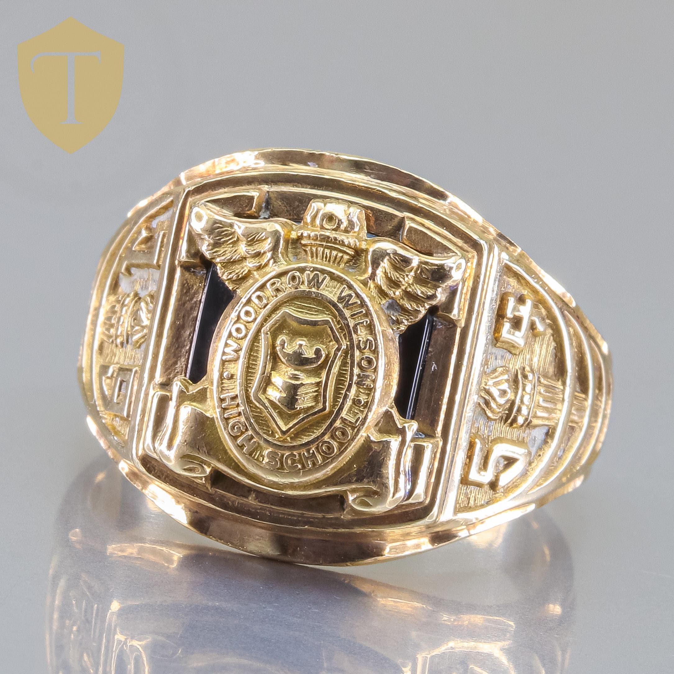 10K Yellow Gold 1954 Woodrow Wilson High School Class Ring - Size