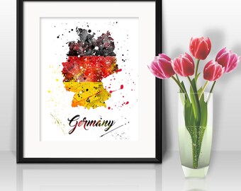 Germany Map Watercolor Print, Germany Map Art, Germany Map Painting, Germany Map Poster, Nursery, Kids Room Decor, Wall Art