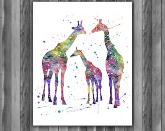 Giraffe Watercolor Print, Giraffe Art 6, Giraffe Painting, Giraffe Poster, Animal Art, Giraffe , Nursery, Kids Room Decor, Wall Art