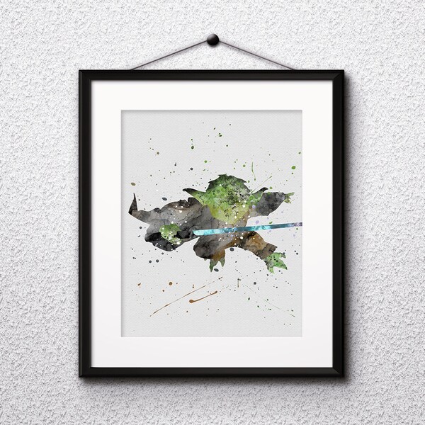 Yoda Watercolor Print, Star Wars Painting, Star Wars, Master Yoda, Nursery, Kids Room Decor, Wall Art