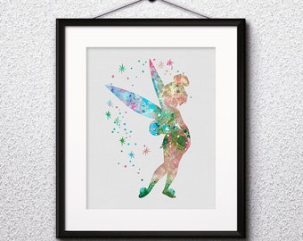 ティンカーベルとテレンスの妖精のプリント：水彩画保育園アート V523