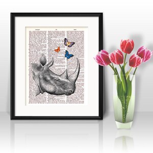 Rhinoceros Watercolor Print, Rhinoceros Art, Rhinoceros Painting, Animal Art, Rhino art, Nursery, Kids Room Decor, Wall Art