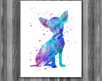Chihuahua Watercolor Print, Chihuahua Art 2, Chihuahua Painting, Dog Art, Animal Art, Nursery, Kids Room, Wall Art