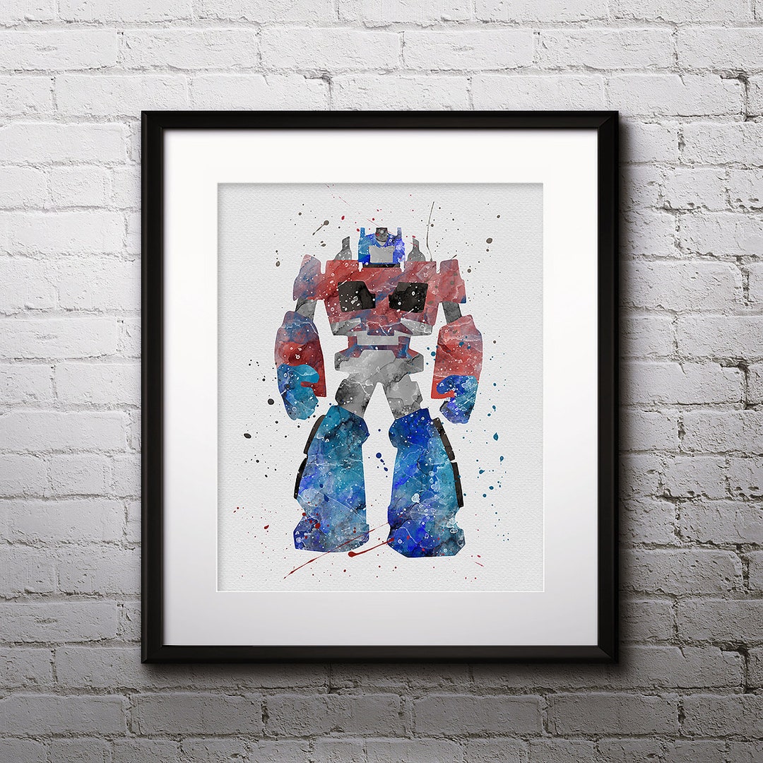 Optimus Prime Watercolor Print, Optimus Prime Art, Robot Art ...