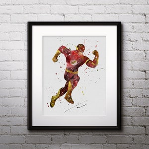 Flash Watercolor Print, Flash Art, Flash Painting, DC Comics Art, Superhero art, Nursery, Kids Room Decor, Wall Art