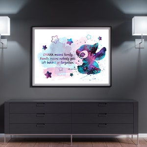 Lilo and Stich Watercolor Print, Stich Art, Stich Painting, Nursery, Kids Room Decor, Wall Art