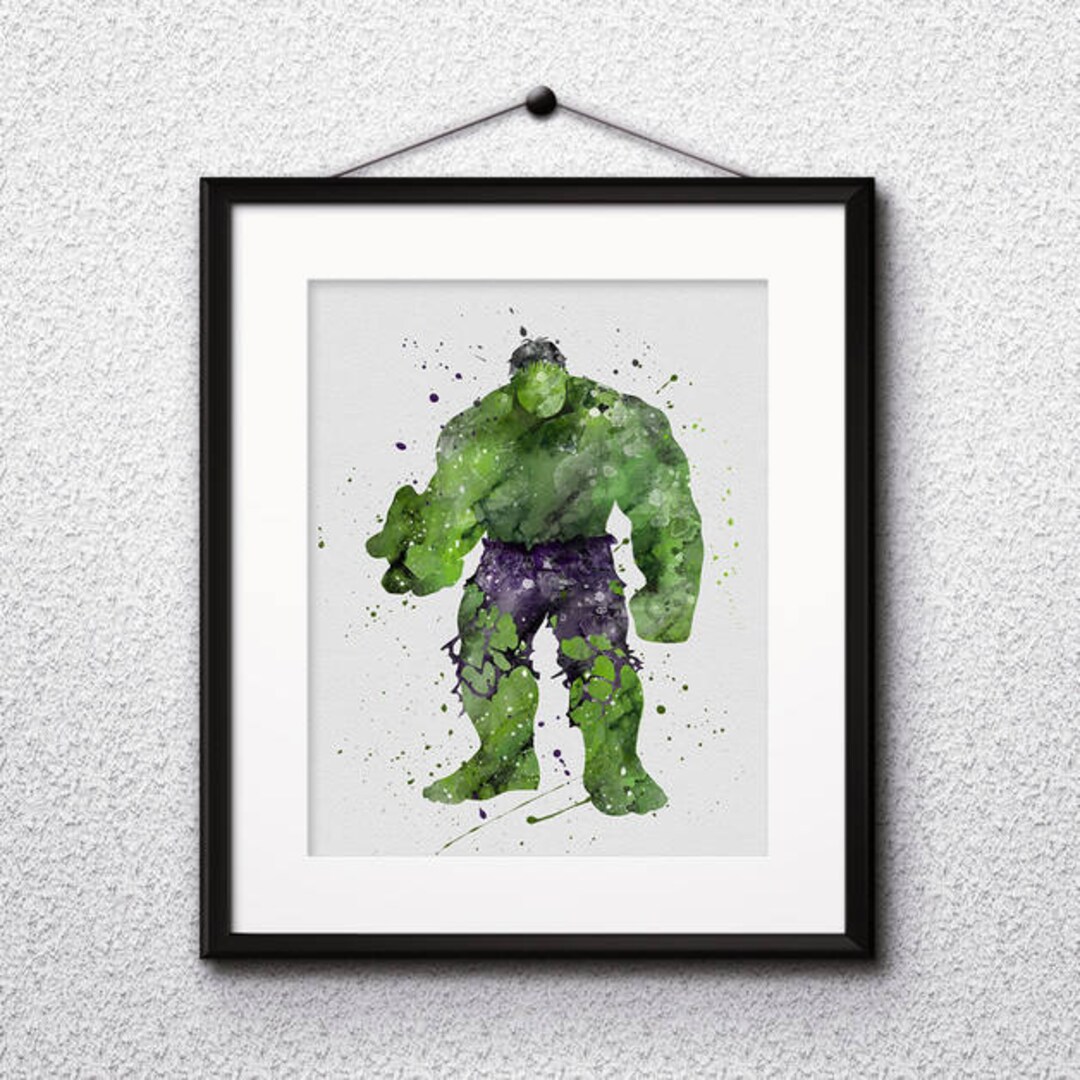 Hulk Watercolor Print, Hulk Art, Marvel Comics Art, Superhero Art