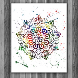 Mandala Watercolor Print, Mandala  Painting, Mandala  Art, Mandala  Poster, Spiritual Decor, Religious Decor, Wall Art