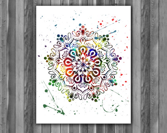 Mandala Watercolor Print, Mandala  Painting, Mandala  Art, Mandala  Poster, Spiritual Decor, Religious Decor, Wall Art