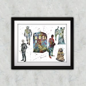 Tardis Watercolor Print, Dr Who Print, Tardis Painting, Dr Who Painting, Nursery, Kids Room Decor, Wall Art