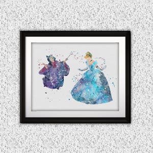 シンデレラの水彩画プリント、シンデレラのディズニーアート