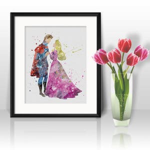 Princess Aurora Watercolor Print, Aurora Art 4, Princess Art, Disney Art, Nursery, Kids Room Decor, Wall Art