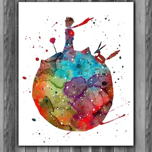 The Little Prince Watercolor Print 3, The Little Prince Painting, The Little Prince Poster, Nursery, Kids Room Decor, Wall Art