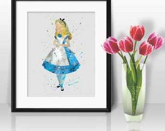 Alice in Wonderland Watercolor Print, Alice in Wonderland Painting,3 Alice in Wonderland Poster, Nursery, Kids Room Decor, Wall Art