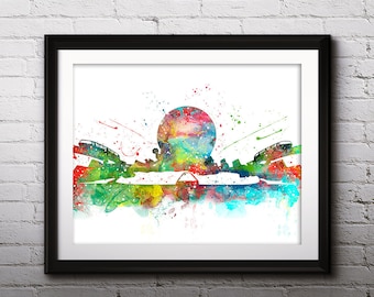 EPCOT Skyline Watercolor Print, Disneyland Art, EPCOT Painting, EPCOT Poster, Nursery, Kids Room Decor, Wall Art