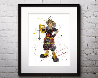 キングダム ハーツ ソラ 3 プリント 抽象画 水彩画 ゲームポスター