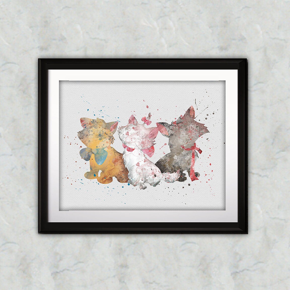 The Aristocats Watercolor Print, the Aristocats Painting, the