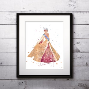 Impresión en acuarela de la princesa Anastasia, arte de Anastasia, arte de princesa, guardería, decoración de habitación infantil, arte de pared