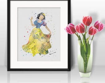 Snow White and the Seven Dwarfs, Watercolor Print, Snow White 2, Snow White Painting, Nursery, Kids Room Decor, Wall Art