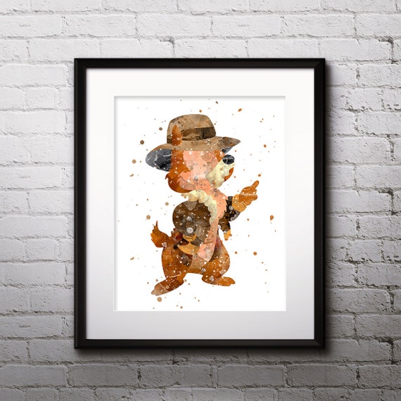 Chip and Dale Watercolor Print Chip and Dale Disney Art | Etsy