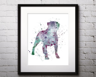 Rottweiler Watercolor Print, Rottweiler Art, Rottweiler Painting, Animal Art, Nursery, Kids Room Decor, Wall Art