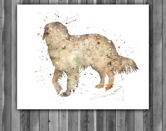 Impression aquarelle Golden retriever, art golden retriever, peinture golden retriever, art chien, art animalier, chambre de bébé, chambre d'enfants, art mural
