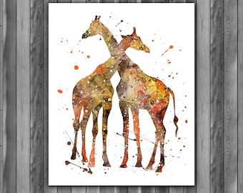 Giraffe Watercolor Print, Giraffe Art, Giraffe Painting, Giraffe Poster, Animal Art, Giraffe , Nursery, Kids Room Decor, Wall Art