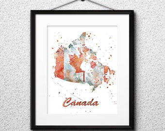 Canada Map Watercolor Print, Canada Map Art, Canada Map Painting, Canada Map Poster, Nursery, Kids Room Decor, Wall Art