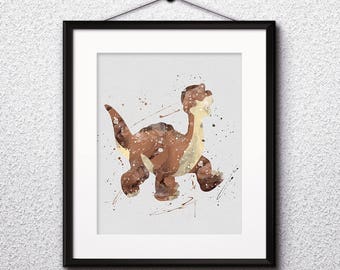 Akwarela z Littlefoot, Kraina Przed Czasem, Sztuka z Brontozaurem, Sztuka z Dinozaurami, Sztuka Disneya, Pokój Dziecięcy, Dekoracja Pokoju Dziecięcego, Sztuka Ścienna