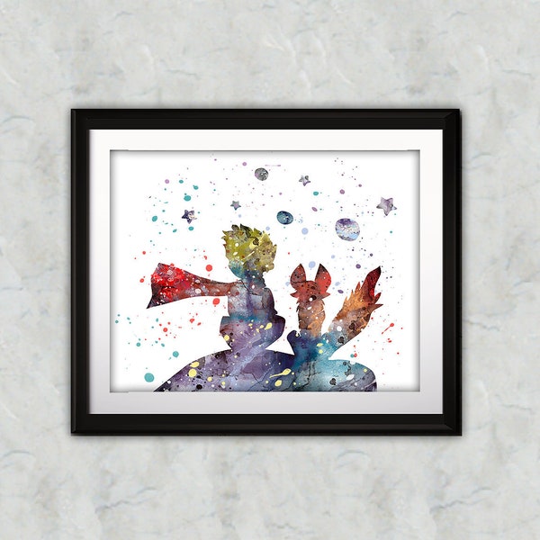 The Little Prince Watercolor Print, The Little Prince Painting, The Little Prince Poster, Nursery, Kids Room Decor, Wall Art