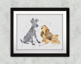 わんわん物語 30”x 24” キャンバスに描かれた絵画 アーティスト Jon