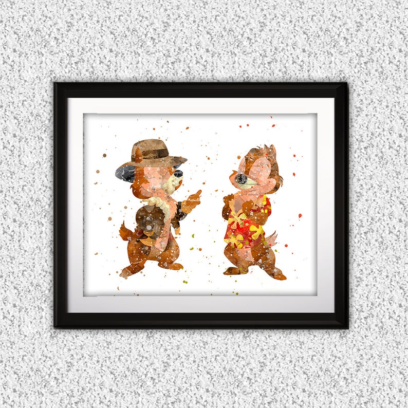 Chip and Dale Watercolor Print Chip and Dale Disney Art - Etsy
