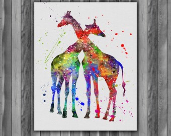 Giraffe Watercolor Print, Giraffe Art 10, Giraffe Painting, Giraffe Poster, Animal Art, Giraffe , Nursery, Kids Room Decor, Wall Art