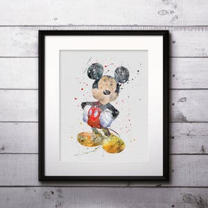 Mickey Mouse Watercolor Print, Disney, Mickey Mouse Art, Mickey Mouse Disney art, Nursery, Kids Room Decor, Wall Art