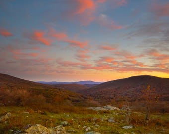 Mountain Landscape Photograph : Middle Appalachia, Appalachian Trail, Landscape Photography, Dusk, Mountain Skies, Dorm Room Decor