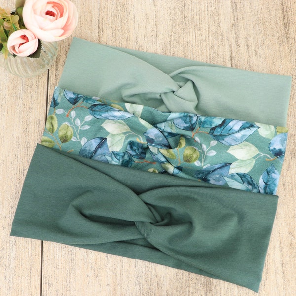 Organic Headband Women | Turquoise floral IV. | Haarband Damen | Fabric hairband | Stretchy headband | Stirnband Damen | Bandeau cheveux