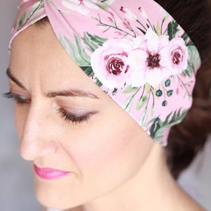 Bio-Stirnband für Damen Beige Blumen Stoff-Haarband Dehnbares Stirnband Yoga-Stirnband Stirnband damen Turban Geburtstagsgeschenk Bild 9